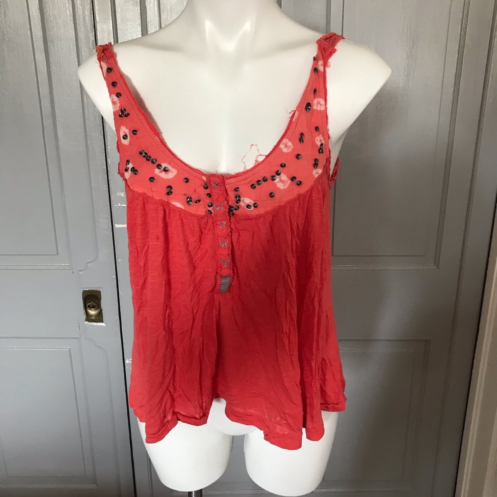 Free People Coral Vintage Oversized Scoop Tank